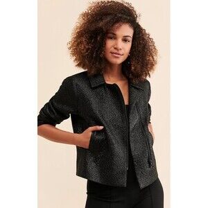 Hutch Black Foil Moto Jacket XS Anthropologie NWT $215